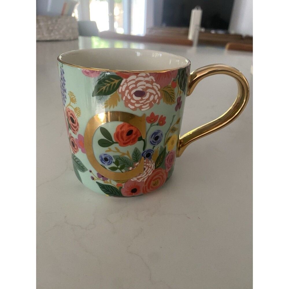Rifle Paper Co. For Anthropologie Garden Party Monogram Mug Letter “C”